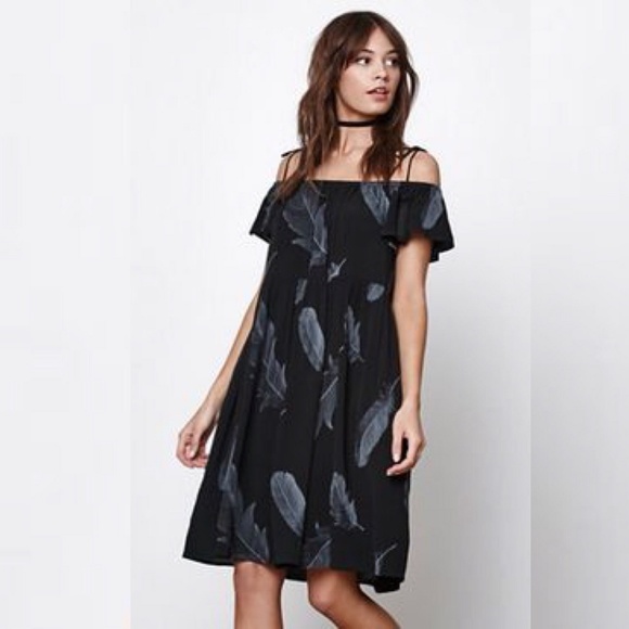 One Shoulder Feather Dress
